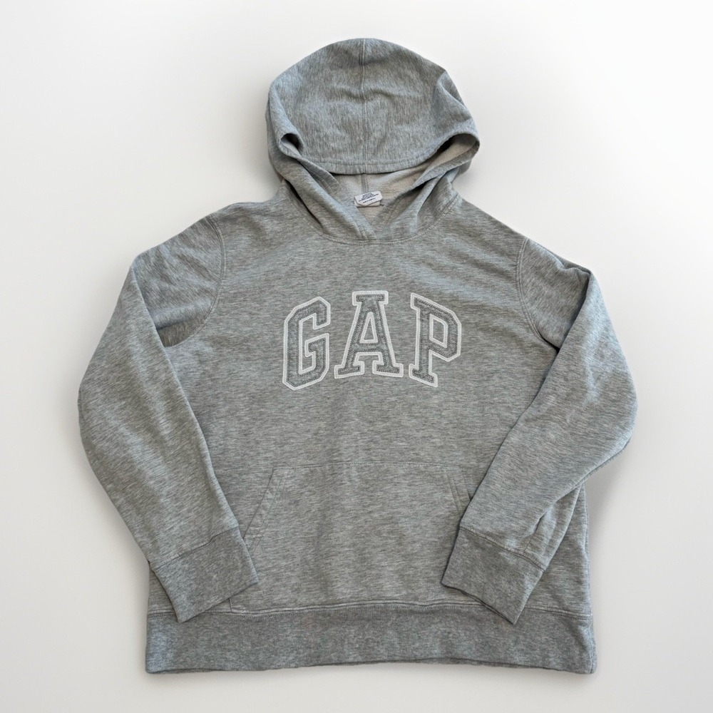 GAP Vintage Reverse Weave Spell‎ Out Logo Hoodie Size Medium-Gray-90s-Y2K-Preppy